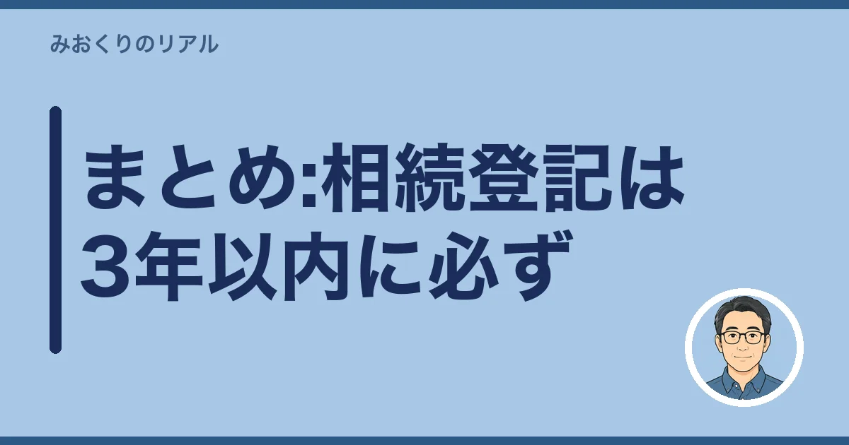 まとめ:相続登記は3年以内に必ず