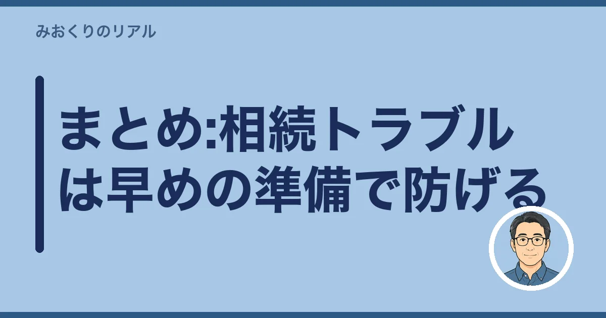 まとめ:相続トラブルは早めの準備で防げる