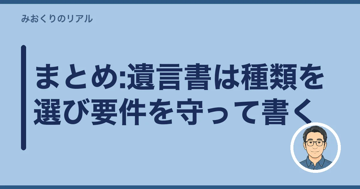 まとめ:遺言書は種類を選び要件を守って書く