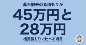 墓石 撤去 費用｜相見積もりで45万円と28万円に分かれた