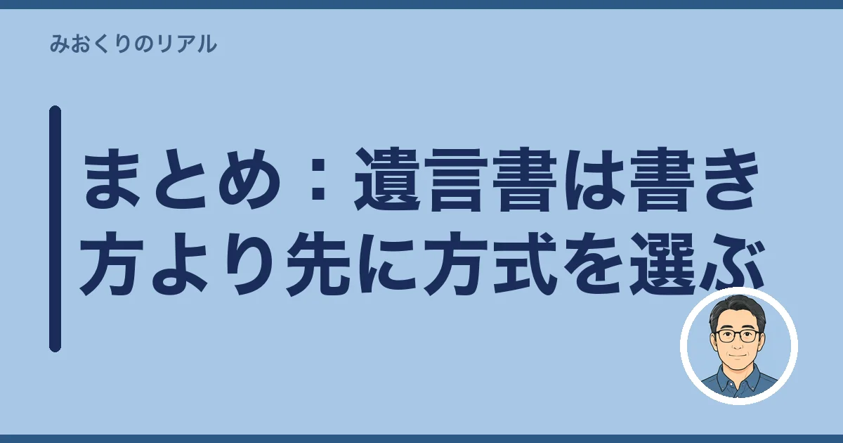 まとめ：遺言書は書き方より先に方式を選ぶ