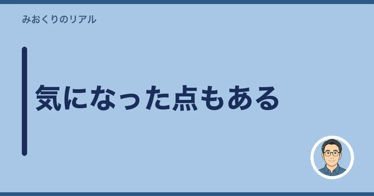 気になった点もある