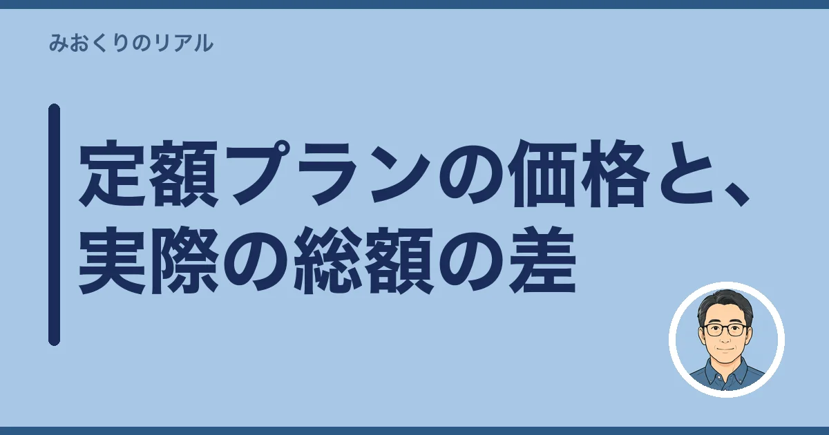 定額プランの価格と、実際の総額の差